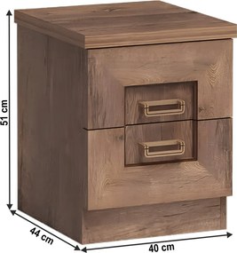 Éjjeliszekrény, tölgyfa, TEDY TYP T16