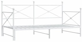 Daybed with Trundle without Mattress White 100x200 cm acél