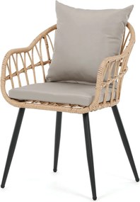 Kerti szék, fém, polyrattan, bézs, AZ-F1406 NAT
