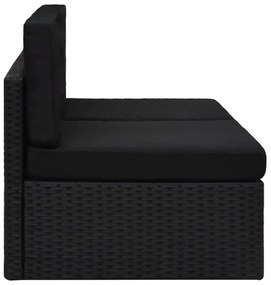 2 személyes fekete elemes polyrattan kanapé
