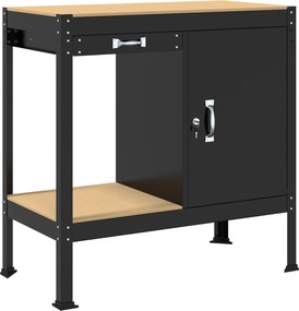 vidaXL Munkapad fiókkal Fekete 90 x 49 x 91 cm Mérnöki fa és fém