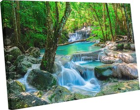 Vászonkép vízesés folyó erdő 70x50