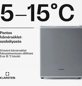 Klarstein Happy Hour 23, minibár, 23 liter, 5 - 15 °C, G energiahatékonysági osztály, csendes, 23 dB, LED világítás, ezüst