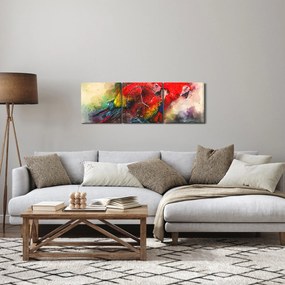Vörös ara papagájok képe (órával) (90x30 cm)