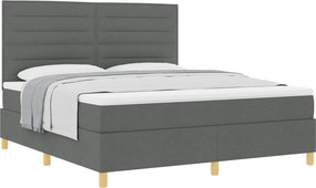 vidaXL Boxrugós ágy matracmal Sötétszürke 180 x 200 cm szövet