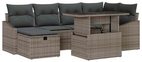 Kerti Kanapé Szett 7 pcs Szürke polirattan