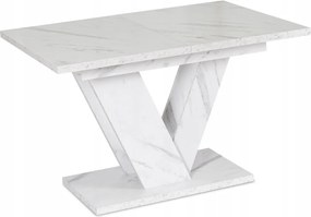 Bővíthető étkezőasztal 120–160 cm fehér márvány hatású kivitelben - CLARK