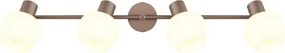 Globo 54662-4 Mennyezeti lámpa, fém matt kávébarna, krómozott fém, fehér üveg, forgatható/dönthető, HxSzxM: 800x125x175mm, 4x E27 40W 230V izzók nélkül