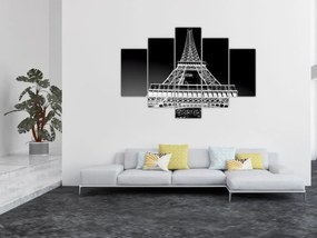 Kép - Eiffel-torony, fekete-fehér (150x105 cm)