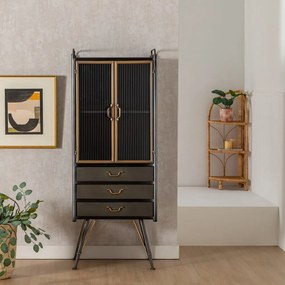 Fekete fém tálalószekrény 58x150 cm Brick – Ixia