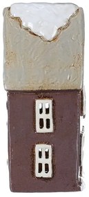 Karácsonyi dekoráció Téli ház kéménnyel, kerámia,sötét lila