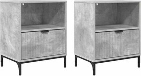 vidaXL Éjjeliszekrény 2 pcs Beton szürke 49 x 36 x 61 cm Faanyag