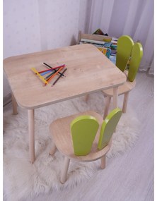 Gyerekasztal székekkel Bunny One Chair Set - Pistachio Green, Brown