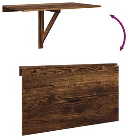 füstös tölgy szerelt fa összecsukható fali asztal 100x60x56 cm