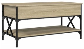 sonoma tölgy szerelt fa és fém dohányzóasztal 100 x 50 x 50 cm