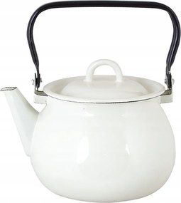 Teáskanna Vízforraló Zománcozott Gáz Kancsó Indukciós 2.5L Fehér Hagyományos