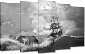 Vászonkép 100x60 Vihar Tenger Hajó Tájkép
