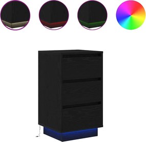 vidaXL fekete éjjeliszekrény LED-világítással 38x34x65 cm