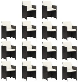 15 részes szürke polyrattan kerti étkezőgarnitúra párnákkal