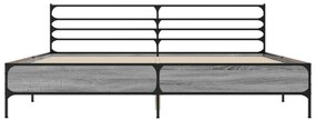 szürke sonoma szerelt fa és fém ágykeret 200 x 200 cm