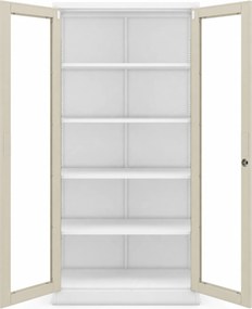 Fém szekrény vitrinnel fehér / sonoma tölgy: Eco Design AMELIA, 900 x 1850 x 400 mm