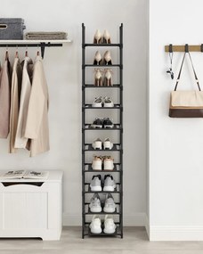 Cipős szekrény fém vázzal ORDEN 173x33 cm, fekete