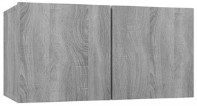 2 db füstös tölgy szerelt fa függő TV-szekrény 60 x 30 x 30 cm