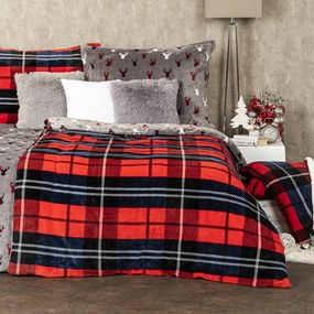 4Home Kocka mikroflanel ágyneműhuzat piros, 140 x 200 cm, 70 x 90 cm, 140 x 200 cm, 70 x 90 cm