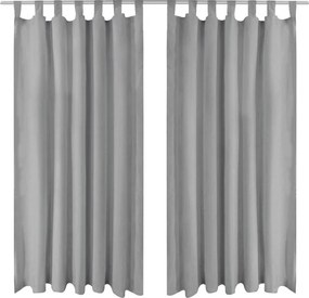 vidaXL 2 db szürke mikroszatén függöny karikákkal 140 x 175 cm