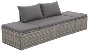 Szürke polyrattan kerti ágy 195 x 60 cm