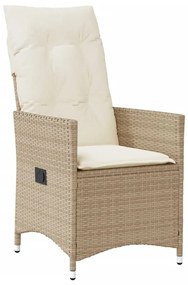 3 részes bézs polyrattan bisztrógarnitúra párnával