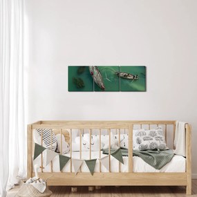 Kép - Horgászok a folyón (órával) (90x30 cm)