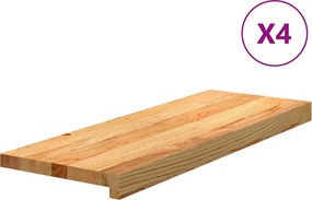 vidaXL 4 db tömör tölgyfa világosbarna lépcsőfokok 70x30x2 cm