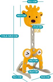4 az 1-ben állítható magasságú kosárlabda palánk gyűrűdobálóval, narancs