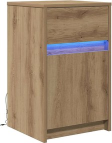 vidaXL LED Éjjeli Szekrény kézműves tölgy 38 x 34 x 61 cm Faanyag