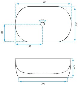 Rea Amelia Mini, asztali mosogató 380x260x120 mm, fehér fényes, REA-U3322