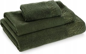 Pamut törölköző bordó fényes cérnával Margo 50x90 olivazöld