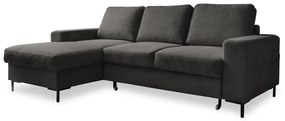 Sötétszürke kordbársony kinyitható sarokkanapé (bal oldali) Lofty Lilly – Miuform