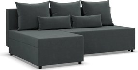 Nobu sarokkanapé, bársony, univerzális oldal, szürke
