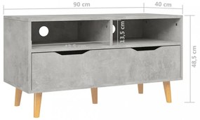 betonszürke szerelt fa TV-szekrény 90 x 40 x 48,5 cm