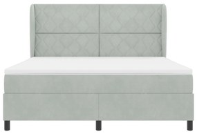 Boxspring Ágy Matrac Kép Szürke 180x200 cm Bársony