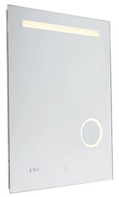 Fürdőszoba tükör 60x80 cm, LED-del, fényérzékelővel és órával - Miral