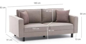 Kétszemélyes kanapé Kale Linen - Krém