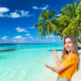 Fotótapéta Nappali Hálószoba Tengerpart Nap Pálmafák 588x280 PMSP08W