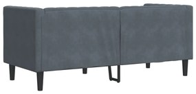 2 személyes sötétszürke bársony Chesterfield kanapé párnákkal