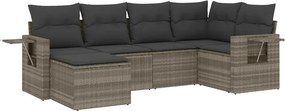 vidaXL 6 részes világosszürke polyrattan kerti ülőgarnitúra párnákkal