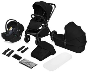Lionelo - Kombinált babakocsi 3 az 1-ben MIKA PLUS Fekete Onyx