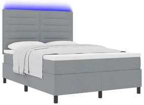 vidaXL Rugós ágy matraccal és LED világítással, világosszürke, 140 x 200 cm szövet