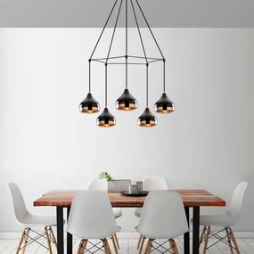 Kábellel függesztett YILDO függőlámpa 5xE27/40W/230V fekete/réz