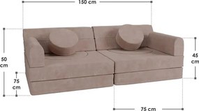 Juskys Kayo gyerek kanapé 150x75x50 cm - rózsaszín